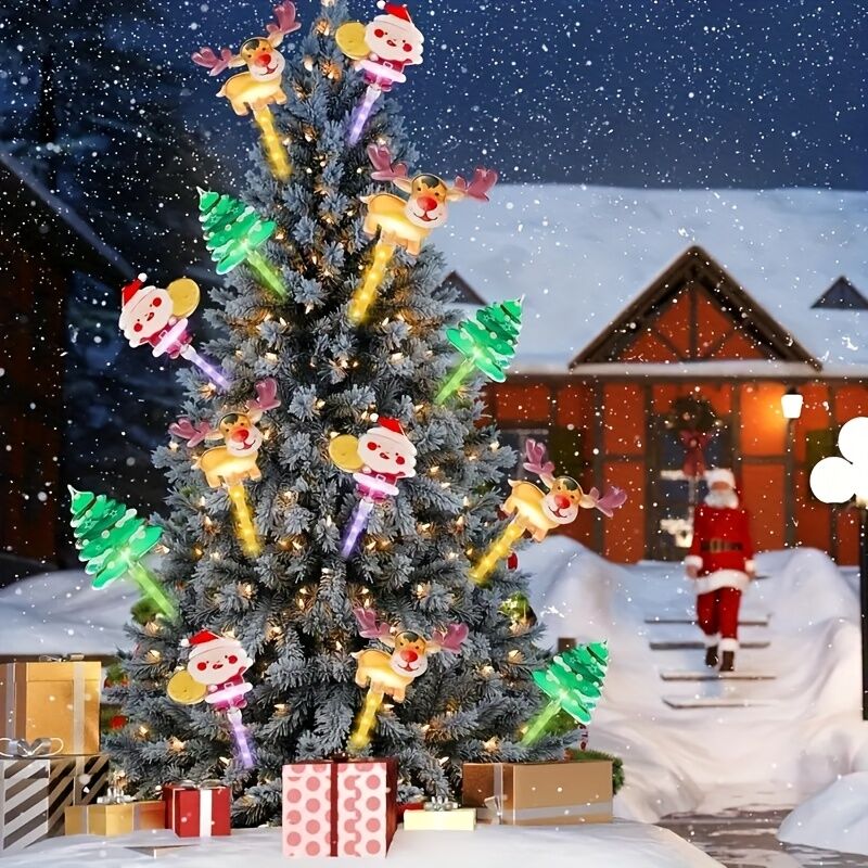 6-piece solar outdoor/indoor Christmas light strip with automatic switch function - solar lawn decoration, including ground stand, suitable for garden, courtyard, home - energy-saving LED brightness, no wiring required, holiday lighting, windproof and wat