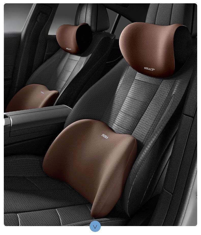 Christmas gift Car Headrest & Lumbar Support Set, Ergonomic Plush Cushion for Driver & Passenger, Comfort & Spine Protection for Long Drives（blue）