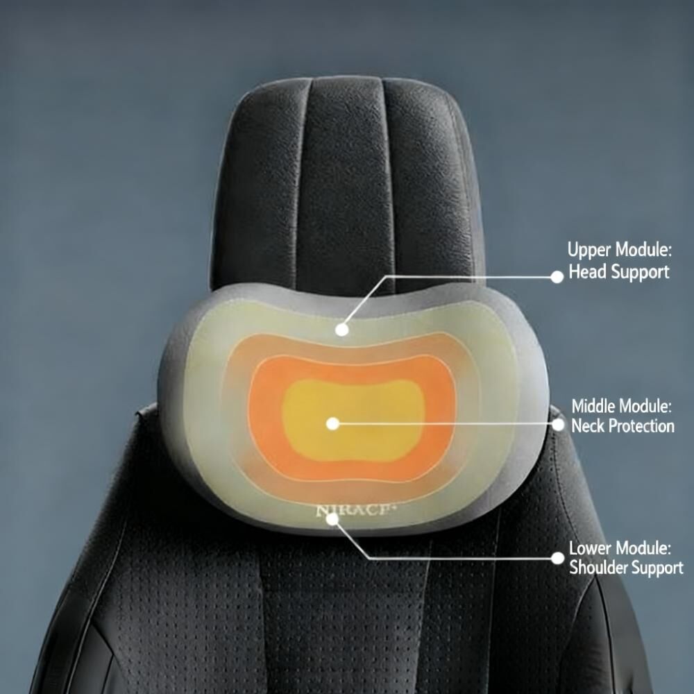 Christmas gift Car Headrest & Lumbar Support Set, Ergonomic Plush Cushion for Driver & Passenger, Comfort & Spine Protection for Long Drives（brown）