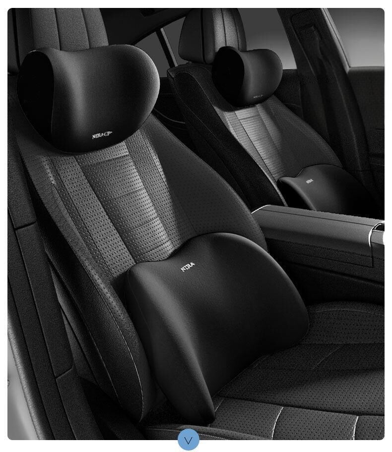 Christmas gift Car Headrest & Lumbar Support Set, Ergonomic Plush Cushion for Driver & Passenger, Comfort & Spine Protection for Long Drives（brown）