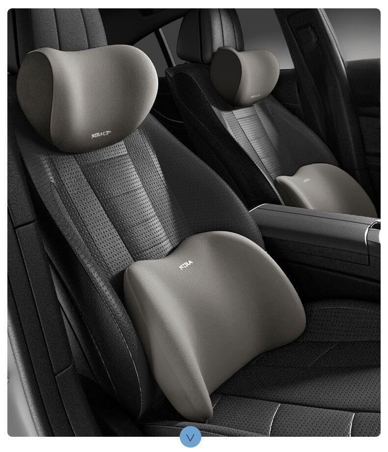 Christmas gift Car Headrest & Lumbar Support Set, Ergonomic Plush Cushion for Driver & Passenger, Comfort & Spine Protection for Long Drives（pink）