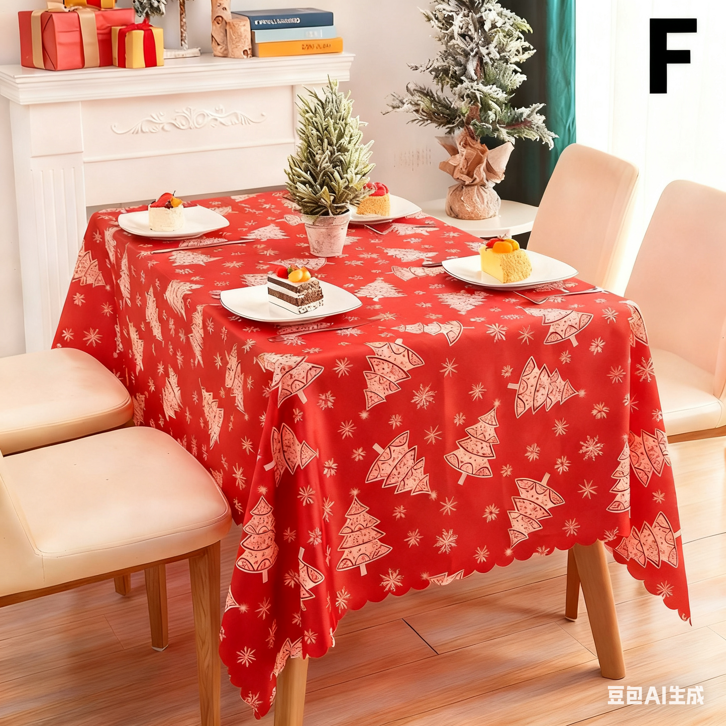 Christmas gift Christmas Tablecloth - Festive 180x150cm Table Cover for Holiday Dining & Home Decor（E）