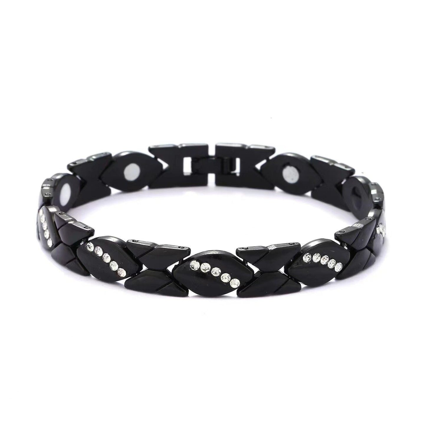 Christmas gift Stylish Ancient Copper Magnetic Therapy Bracelet with Diamond Accents - Enhance Health & Elegance（bronze）