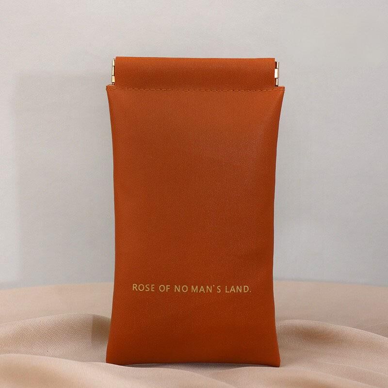 Christmas gift Premium Leather Eyeglass Case with Spring Closure - Multiple Color Options - Refined Craftsmanship（apricot）