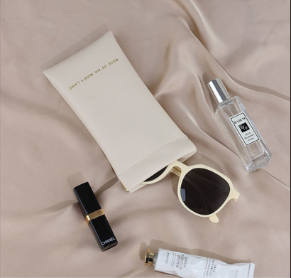 Christmas gift Premium Leather Eyeglass Case with Spring Closure - Multiple Color Options - Refined Craftsmanship（Rosy Pink）