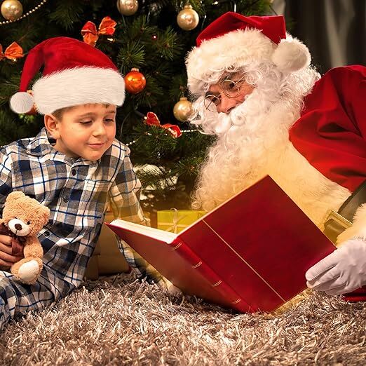 10Pack Christmas Santa Hats for Adults - Extra Thicken Velvet Santa Claus Hats for Women Men Fluffy Plush Xmas Hats Christmas Party Supplies New Year's Eve Party Hats for Adults Teenagers