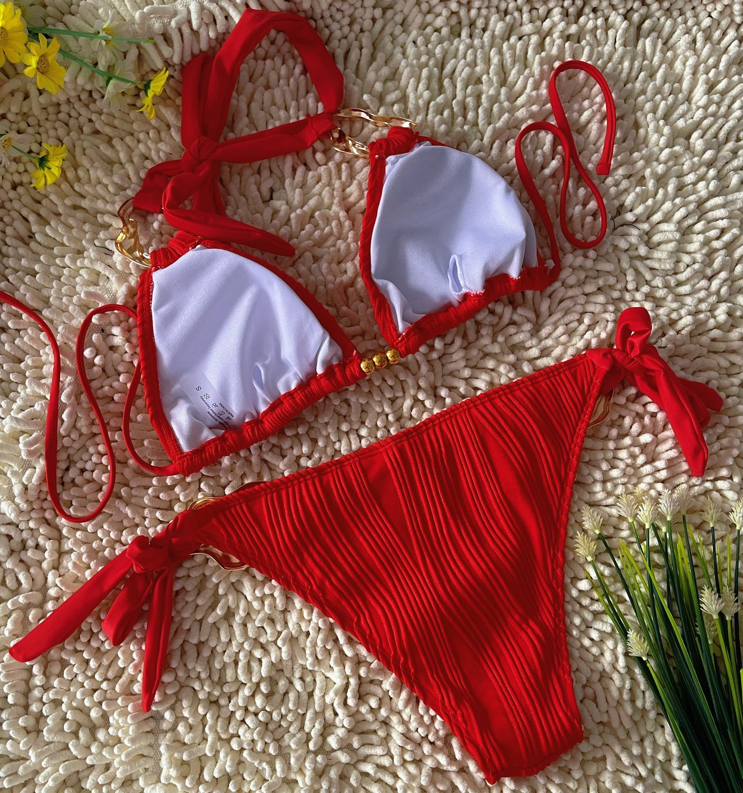 Red Hottie Sexy Three-point Swimsuit Beach Seaside Spa Bikini Size XL