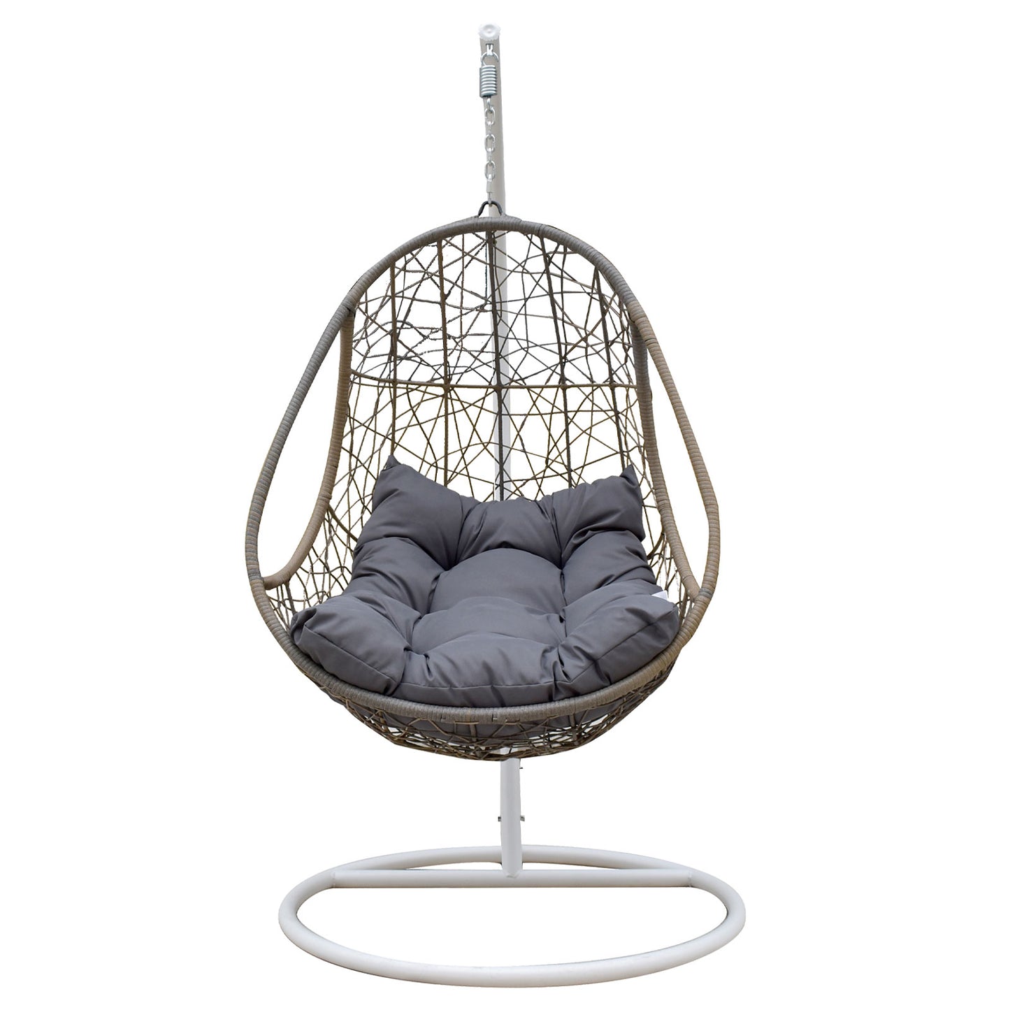Arcadia Furniture Rocking Egg Chair Swing Lounge Hammock Pod Wicker Curved - Oatmeal and Grey