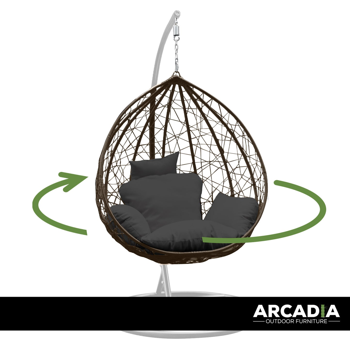 Arcadia Furniture Rocking Egg Chair Outdoor Wicker Rattan Patio Garden Tear Drop - Oatmeal and Grey