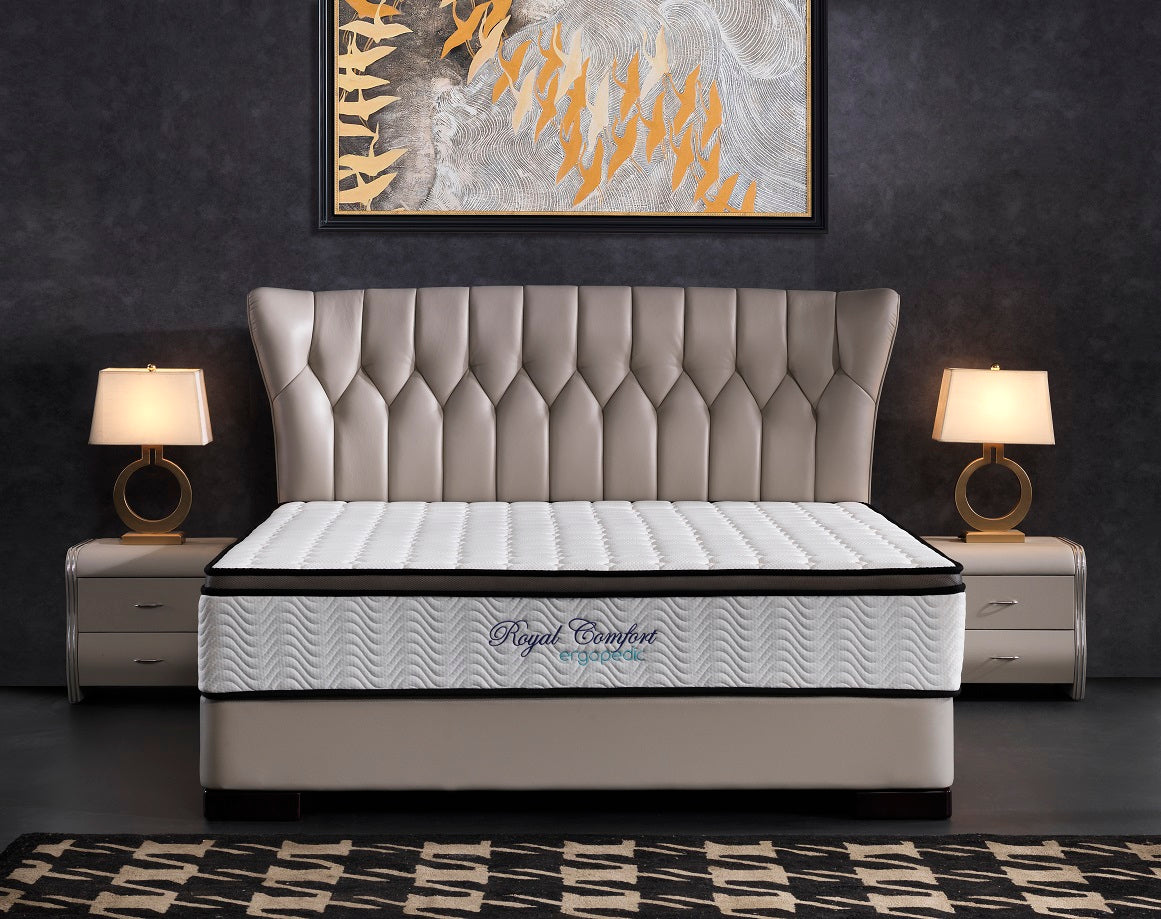 Ergopedic Mattress 5 Zone Latex Pocket Spring Mattress In A Box 30cm - King - White  Grey  Black