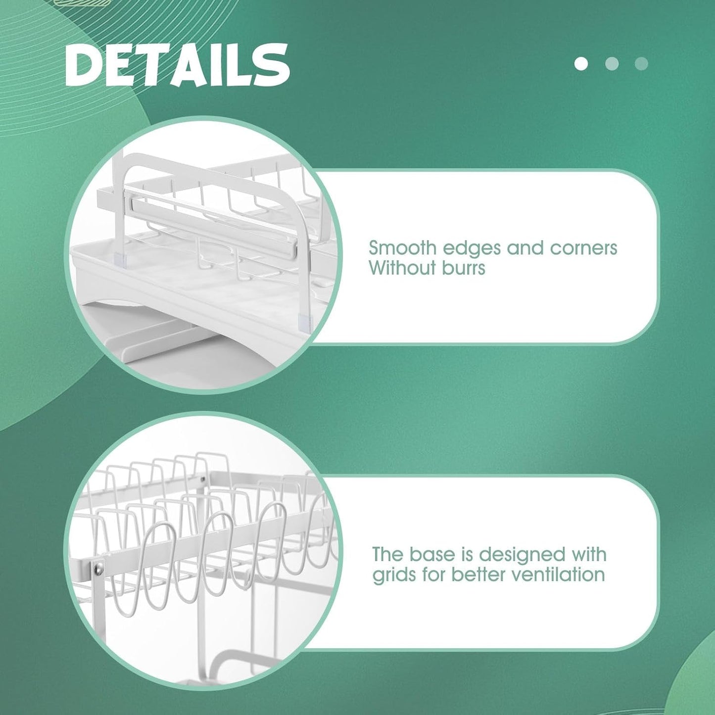 CARLA HOME 2-Tier Dish Drying Rack with Drainage Tray, Utensil Holder, Cup Hooks & Cutting Board Slot for Countertop Kitchen Storage (White)