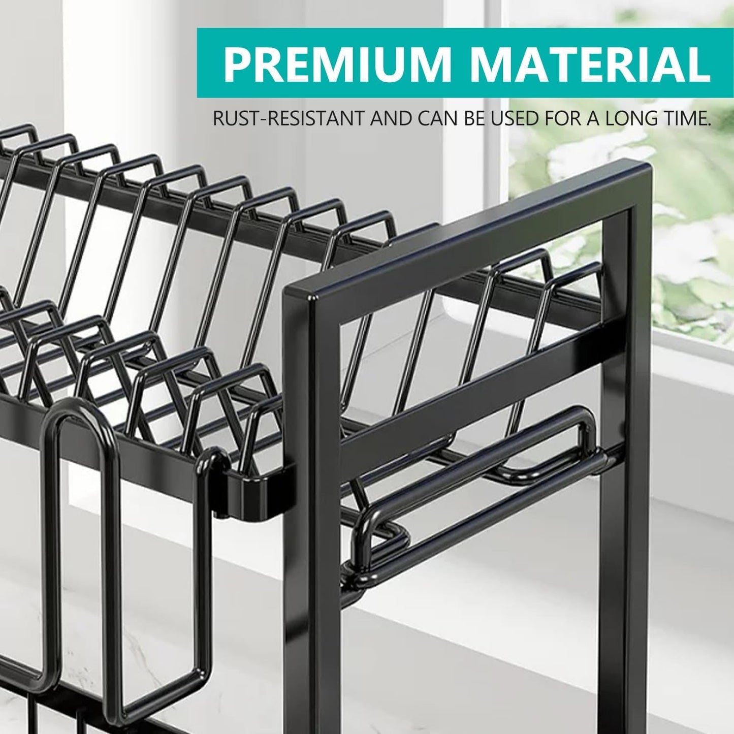 CARLA HOME Dish Drying Rack 2-Tier Kitchen Drainer with Drainboard