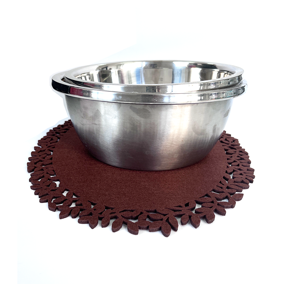 4Pc Leaf Edge Felt Placemats Heat Insulation Coffee Cup Mat Table Decor At First