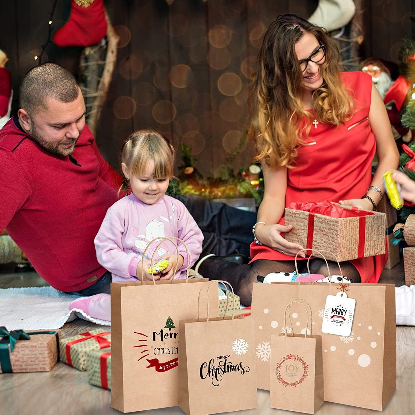 5pcs Bulk Kraft Paper Bags Gift Shopping Carry Craft Brown Retail Bag with Handles Au M