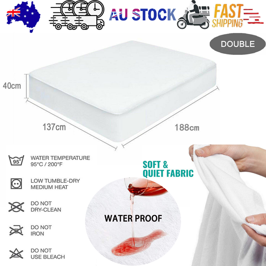 Fully Fitted Waterproof Cotton / Non Woven Mattress Protector Cover Double