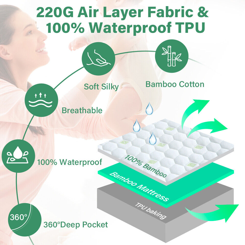 Mattress Protector Bamboo Cotton Mattress Cover Waterproof S Fitted Cover