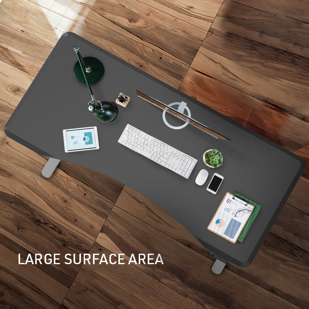 FORTIA Sit To Stand Up Standing Desk, 150x75cm, 72-118cm Electric Height Adjustable, Ergonomically Curved Edge, 50kg Rated, Black/Silver Frame