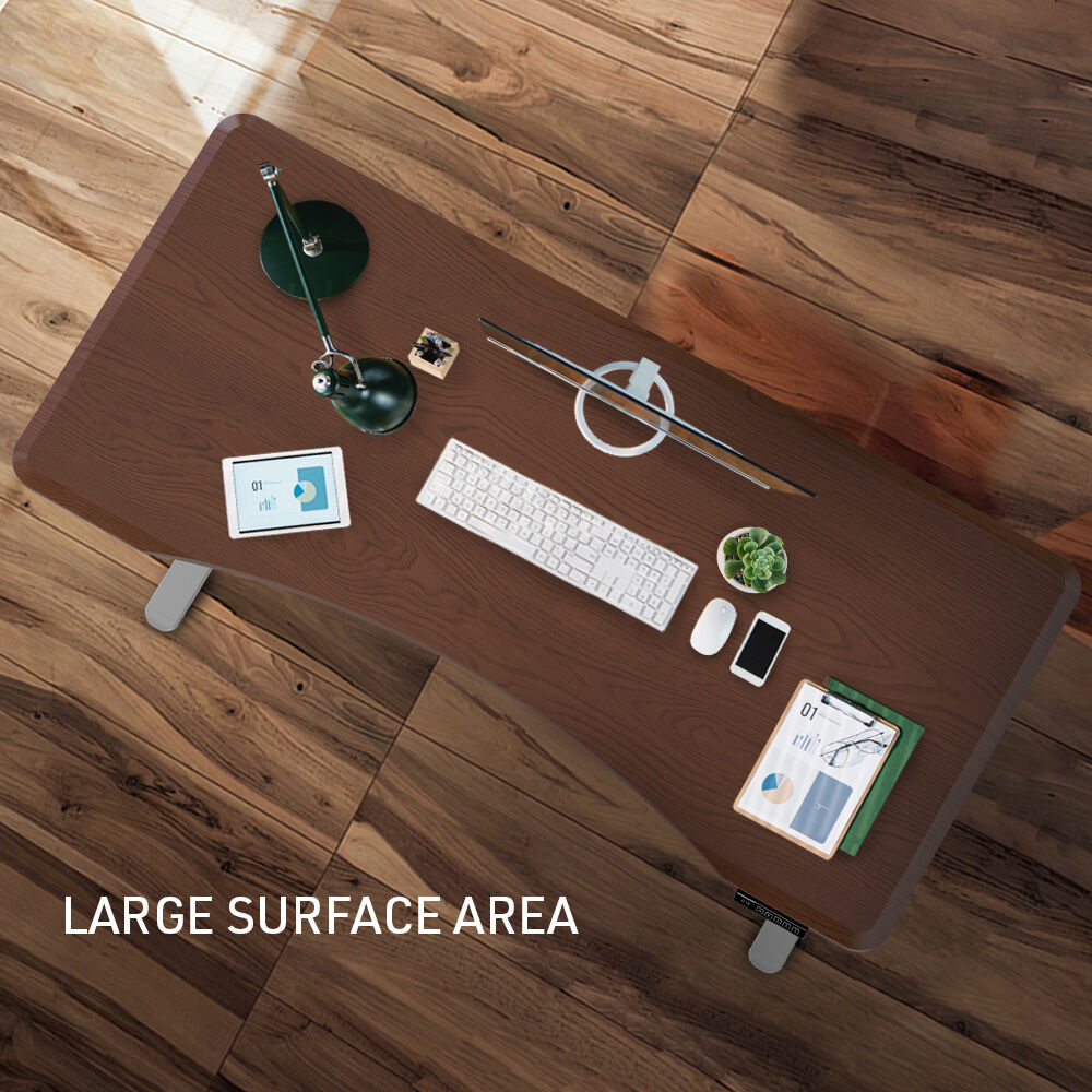 FORTIA Sit To Stand Up Standing Desk, 150x75cm, 72-118cm Electric Height Adjustable, Ergonomically Curved Edge, 50kg Rated, Walnut Style/Silver Frame