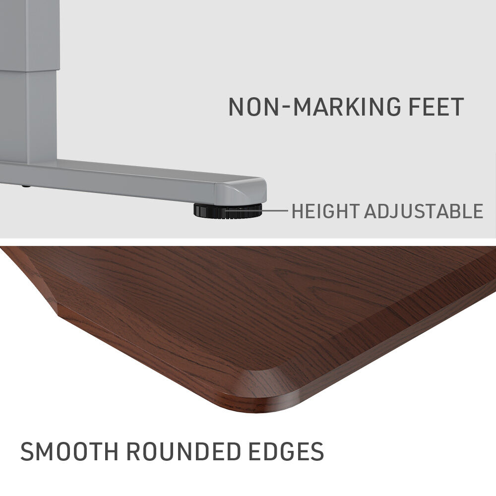 FORTIA Sit To Stand Up Standing Desk, 150x75cm, 72-118cm Electric Height Adjustable, Ergonomically Curved Edge, 50kg Rated, Walnut Style/Silver Frame