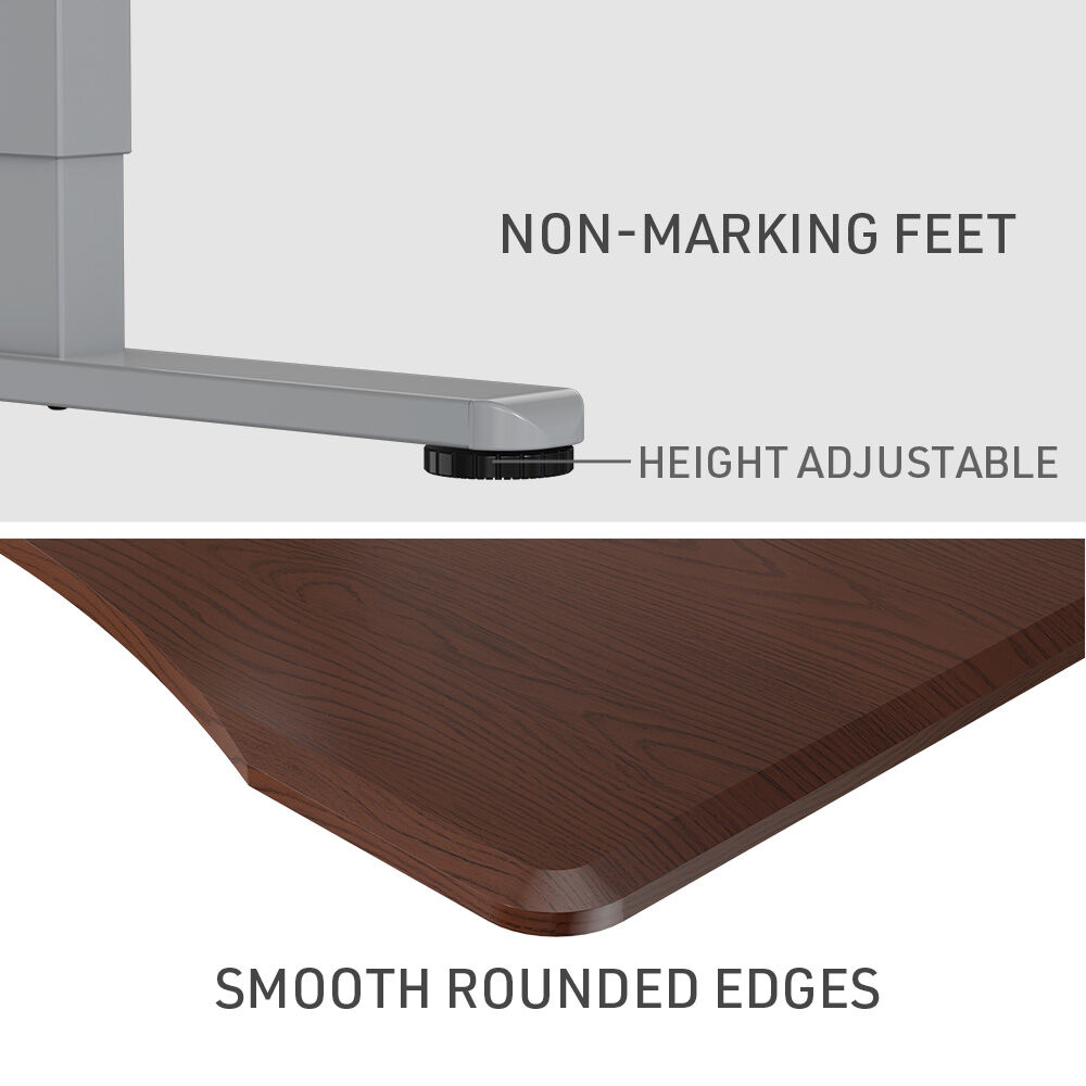 FORTIA Sit To Stand Up Standing Desk, 160x70cm, 72-118cm Electric Height Adjustable, Ergonomically Curved Edge, 50kg Rated, Walnut Style/Silver Frame