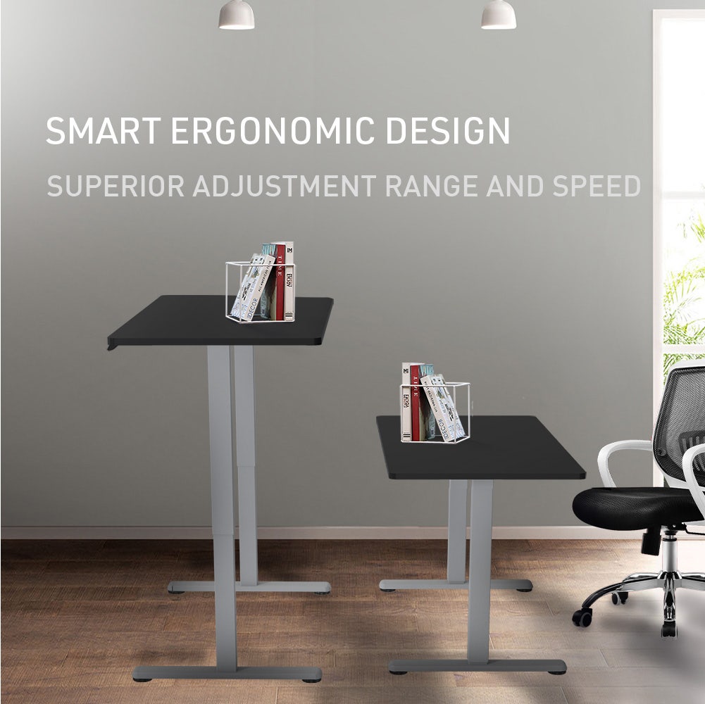 FORTIA Sit To Stand Up Standing Desk, 120x60cm, 72-118cm Electric Height Adjustable, 40kg Rated, Black/Silver Frame