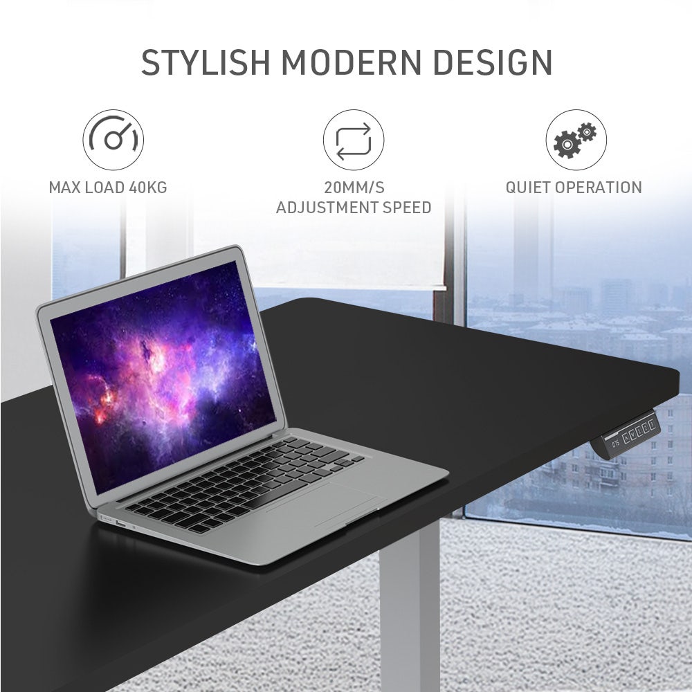 FORTIA Sit To Stand Up Standing Desk, 120x60cm, 72-118cm Electric Height Adjustable, 40kg Rated, Black/Silver Frame
