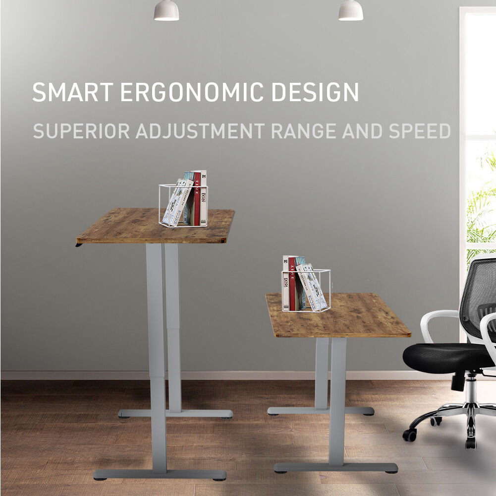 FORTIA Sit To Stand Up Standing Desk, 120x60cm, 72-118cm Electric Height Adjustable, 40kg Rated, Oak Style/Silver Frame