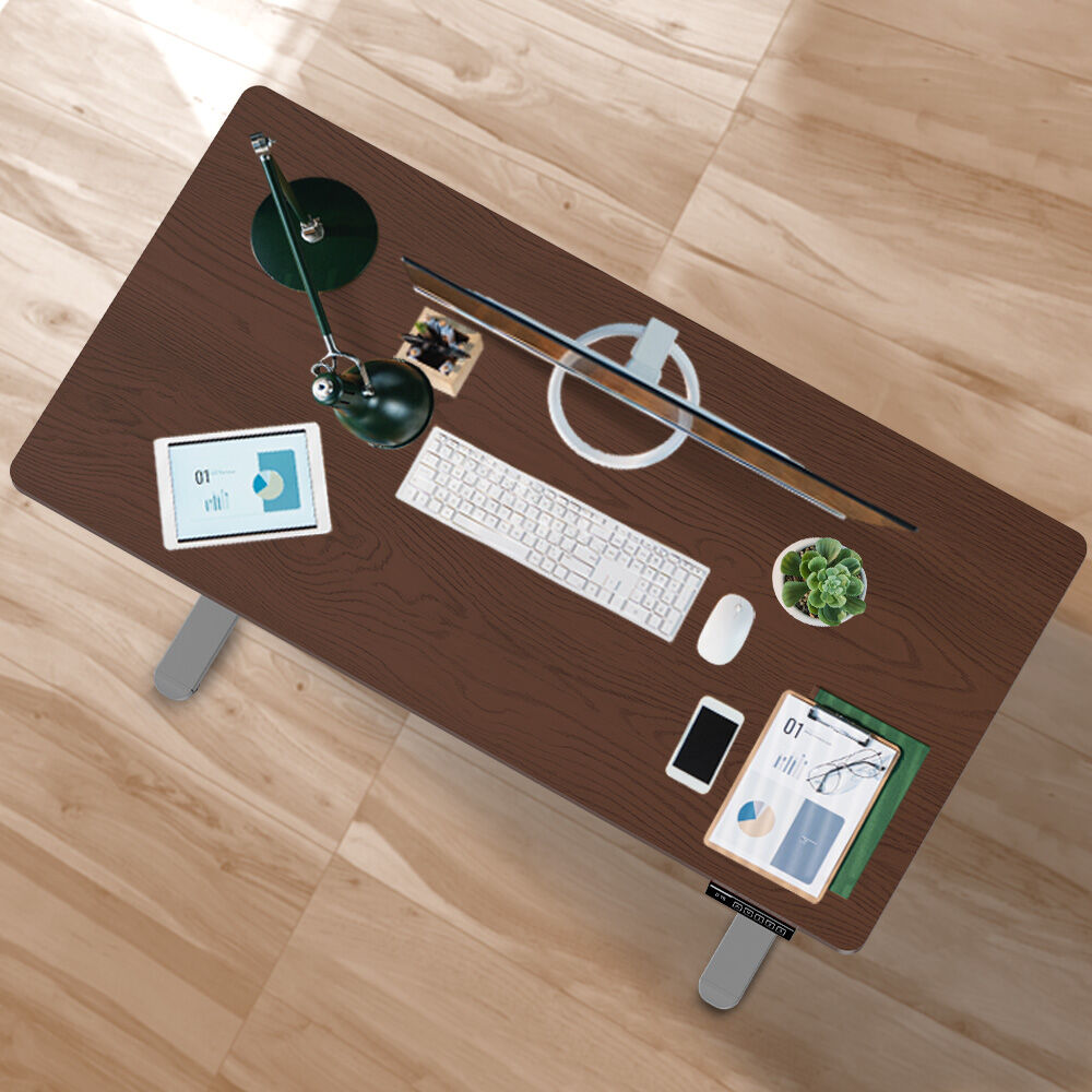 FORTIA Sit To Stand Up Standing Desk, 120x60cm, 72-118cm Electric Height Adjustable, 40kg Rated, Walnut Style/Silver Frame