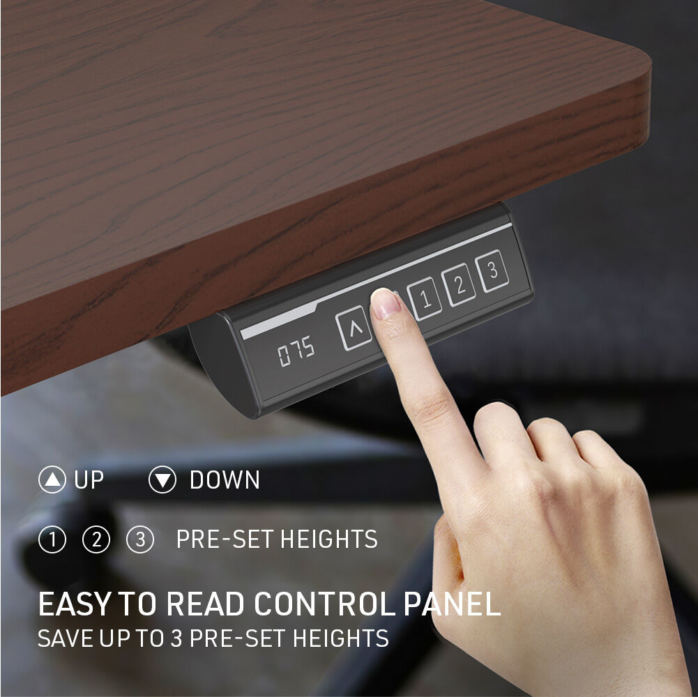 FORTIA Sit To Stand Up Standing Desk, 120x60cm, 72-118cm Electric Height Adjustable, 40kg Rated, Walnut Style/Silver Frame