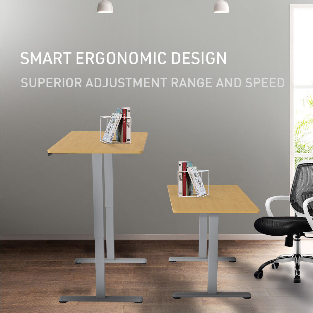 FORTIA Sit To Stand Up Standing Desk, 120x60cm, 72-118cm Electric Height Adjustable, 40kg Rated, White Oak Style/Silver Frame
