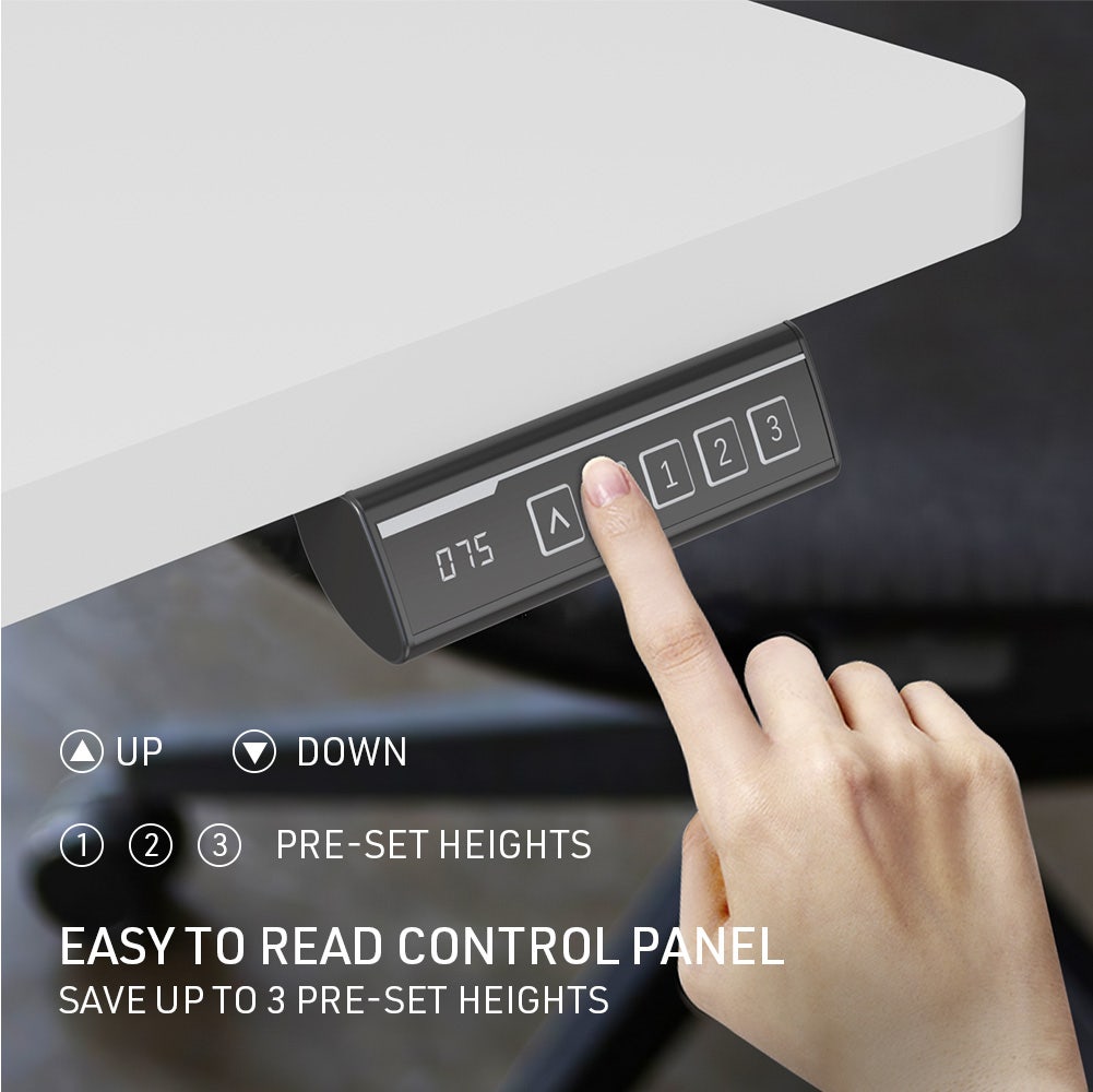 FORTIA Sit To Stand Up Standing Desk, 120x60cm, 72-118cm Electric Height Adjustable, 40kg Rated, White/Silver Frame