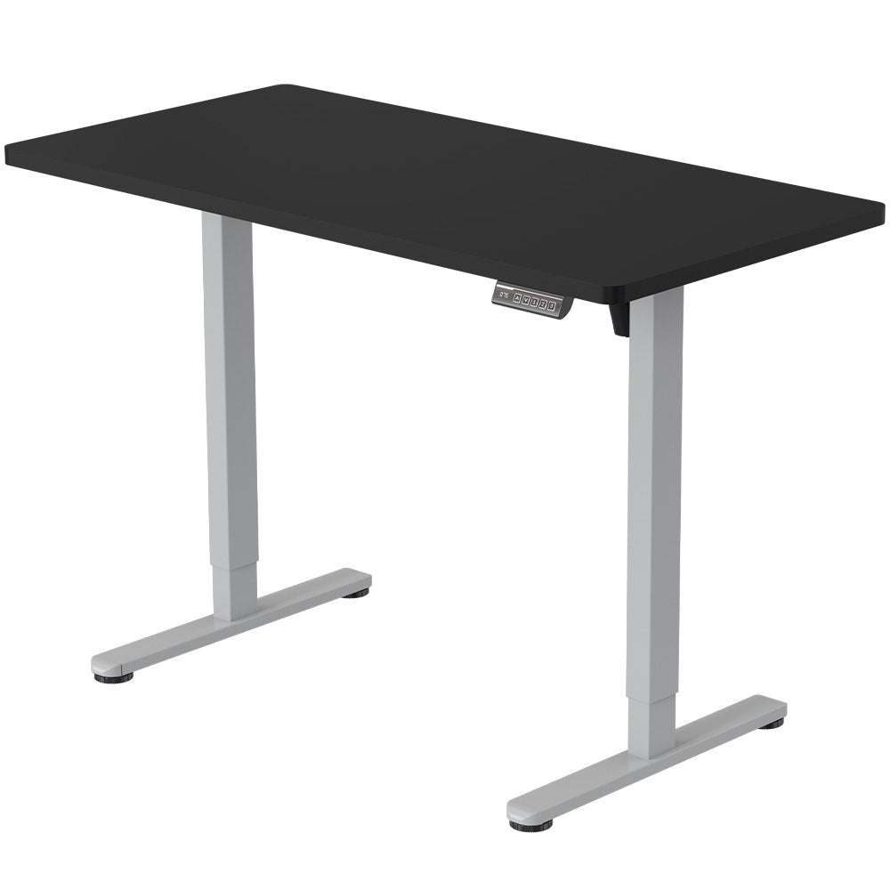 FORTIA Sit To Stand Up Standing Desk, 140x60cm, 72-118cm Electric Height Adjustable, 40kg Rated, Black/Silver Frame
