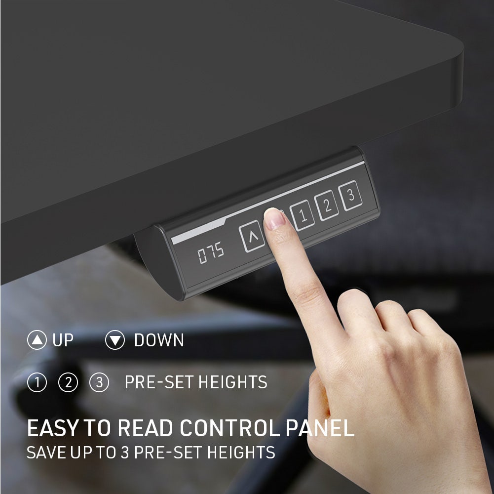 FORTIA Sit To Stand Up Standing Desk, 140x60cm, 72-118cm Electric Height Adjustable, 40kg Rated, Black/Silver Frame