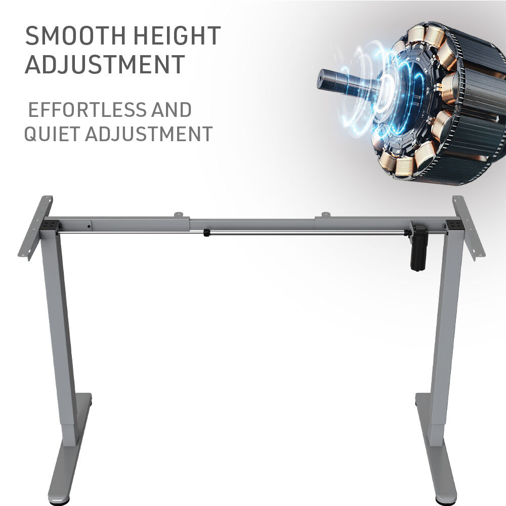 FORTIA Sit To Stand Up Standing Desk, 140x60cm, 72-118cm Electric Height Adjustable, 40kg Rated, Walnut Style/Silver Frame