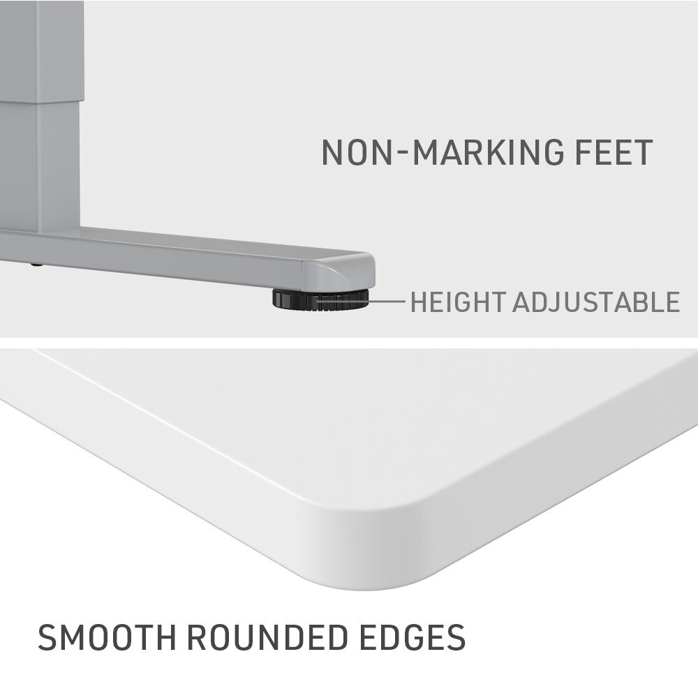 FORTIA Sit To Stand Up Standing Desk, 140x60cm, 72-118cm Electric Height Adjustable, 40kg Rated, White/Silver Frame