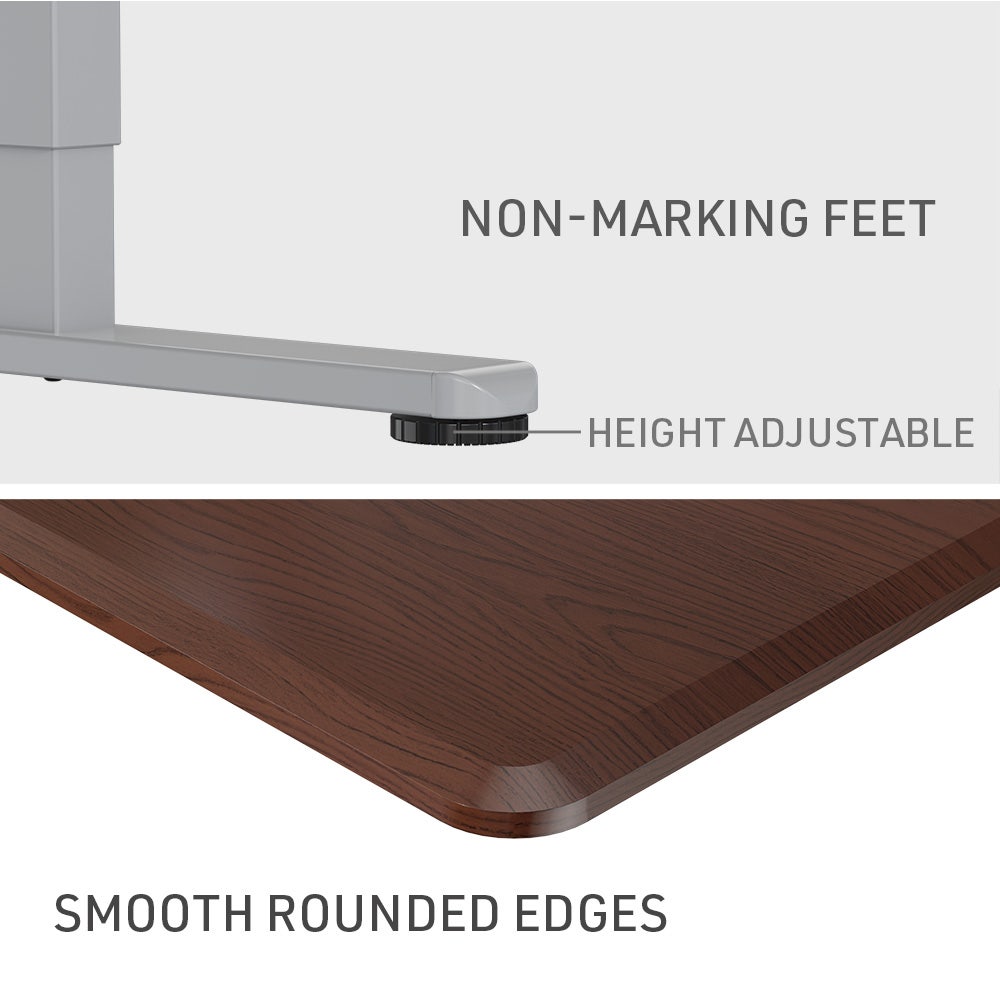 FORTIA Sit To Stand Up Standing Desk, 150x75cm, 72-118cm, Height Adjustable, 50kg Rated, Walnut Style/Silver Frame