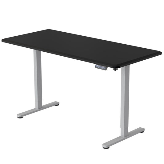 FORTIA Sit To Stand Up Standing Desk, 160x75cm, 72-118cm, Height Adjustable, 50kg Rated, Black/Silver Frame