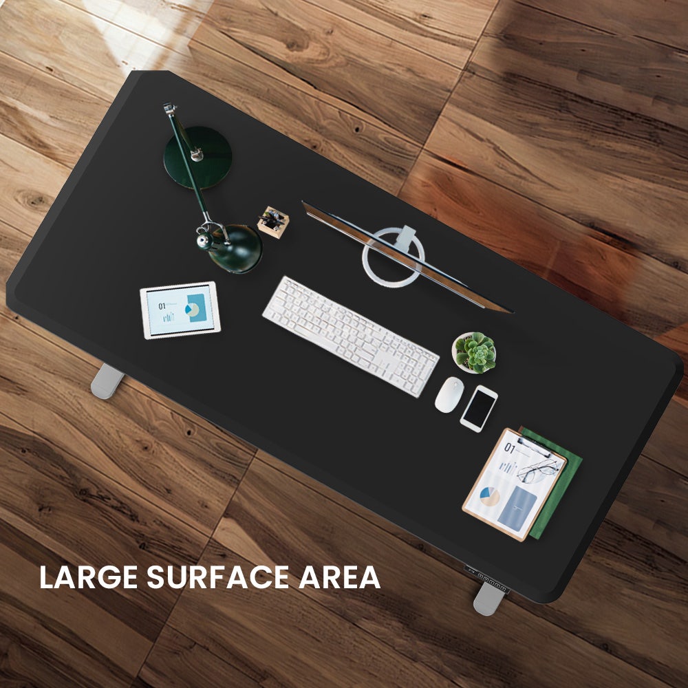 FORTIA Sit To Stand Up Standing Desk, 160x75cm, 72-118cm, Height Adjustable, 50kg Rated, Black/Silver Frame