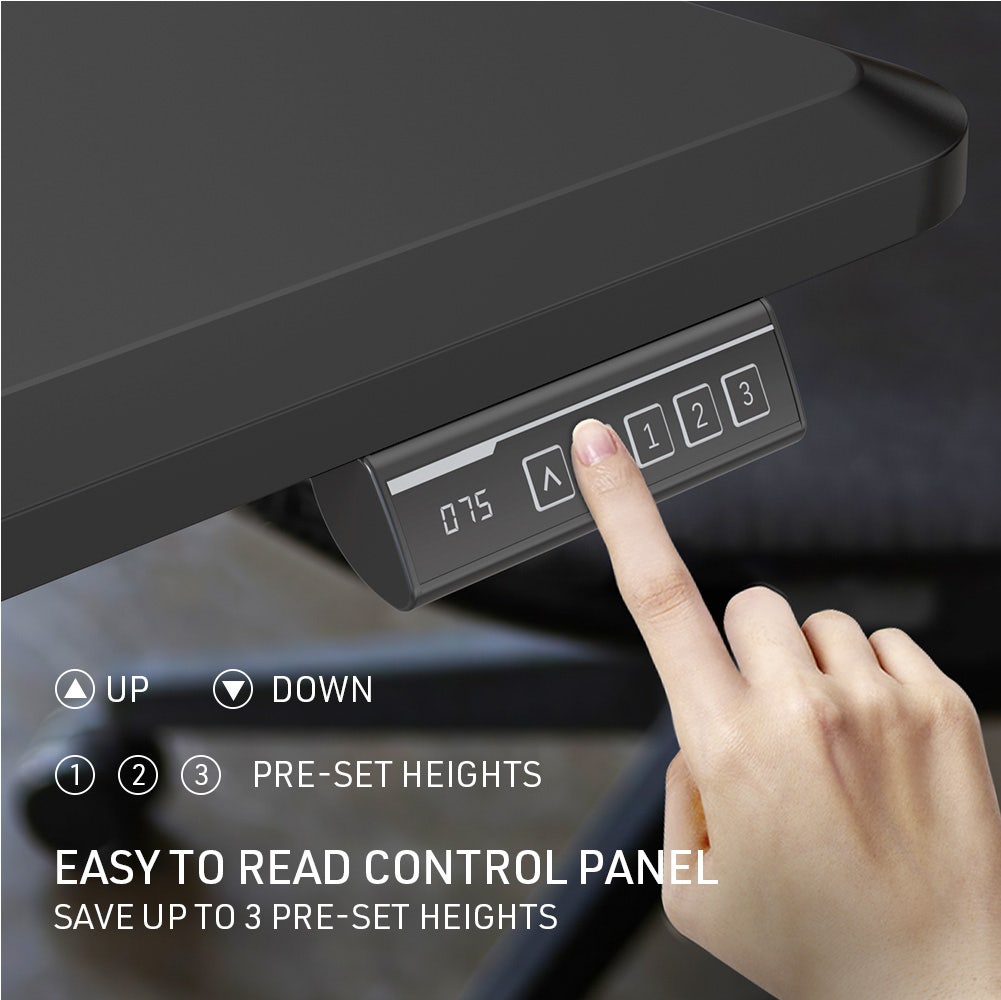 FORTIA Sit To Stand Up Standing Desk, 160x75cm, 72-118cm, Height Adjustable, 50kg Rated, Black/Silver Frame