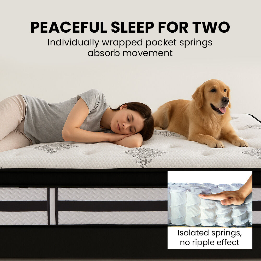 KINGSTON SLUMBER Luxury 34cm Queen Mattress, Medium-Firm, Euro Top, 5-Zone Pocket Spring