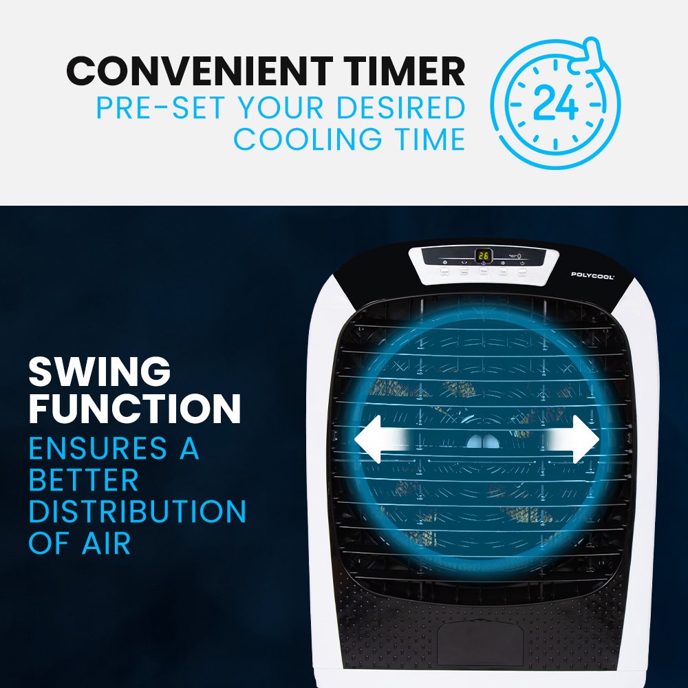 POLYCOOL 450W 80L Evaporative Air Cooler, Commercial Grade, Remote Control, Fan