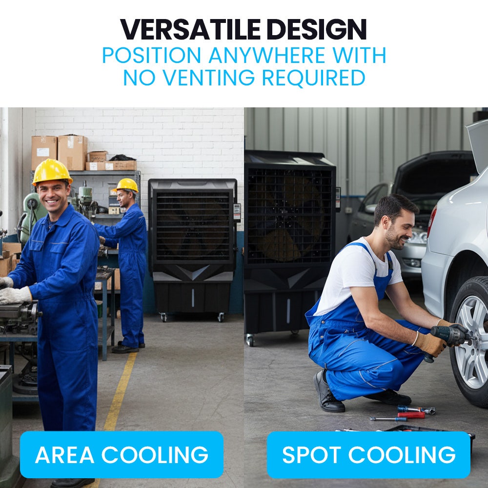 POLYCOOL 130L 750W Evaporative Air Cooler, Commercial Industrial Grade, Remote Control, Purifier, Fan