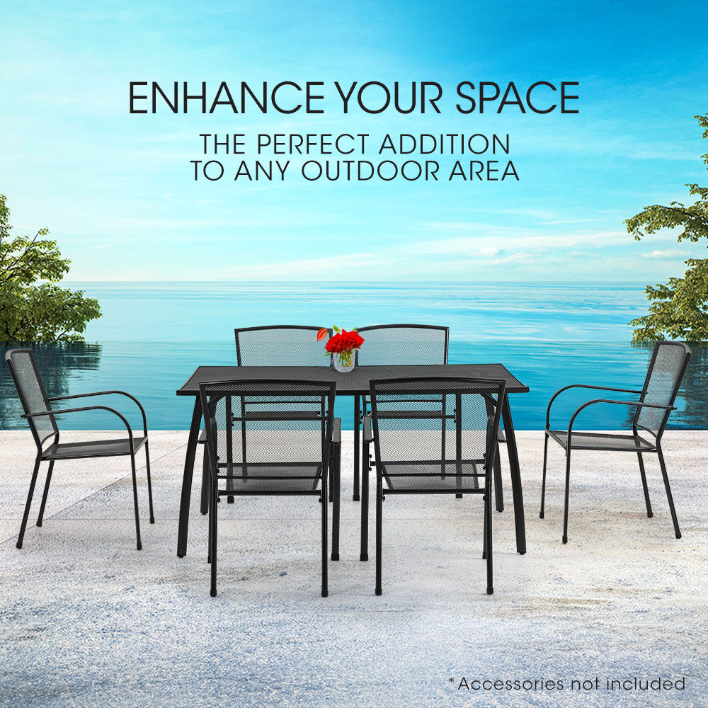 FORTIA 7pc Outdoor Dining Furniture Set, Rectangular Table and Chairs Setting for Outside