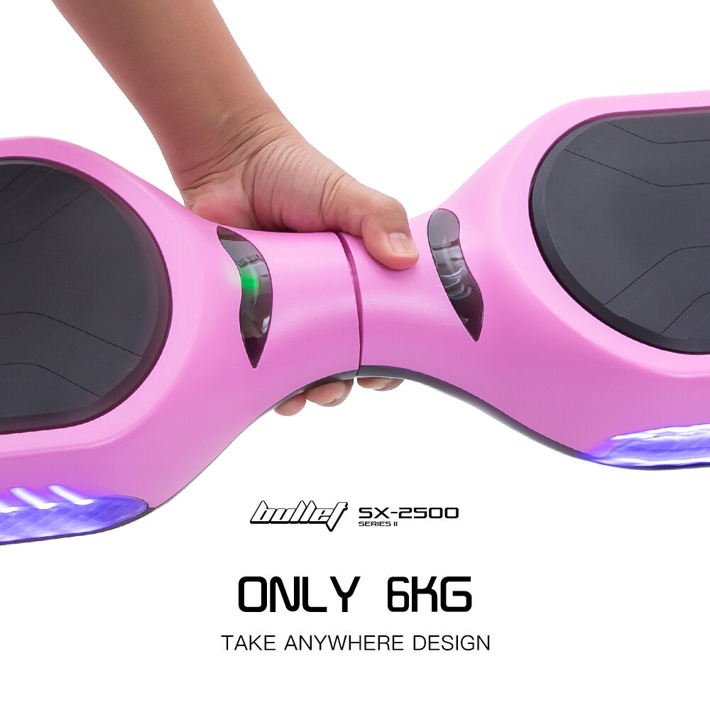 BULLET SX-2500 Hoverboard Scooter, 500W Brushless, UL Certified, AU Compliant, 6.5-inch Off-Road Style Tyres, Superior Self Balancing System, LED Lights, Pink