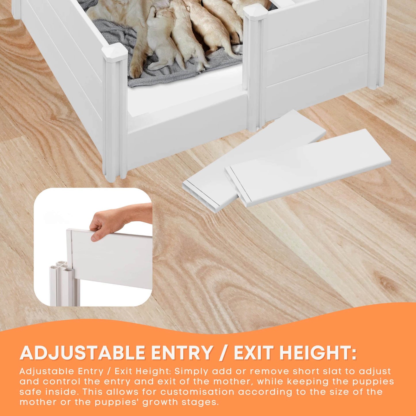 Dog Whelping Box 0.95m x 0.95m x 0.48m - Puppy Birthing PVC Pen