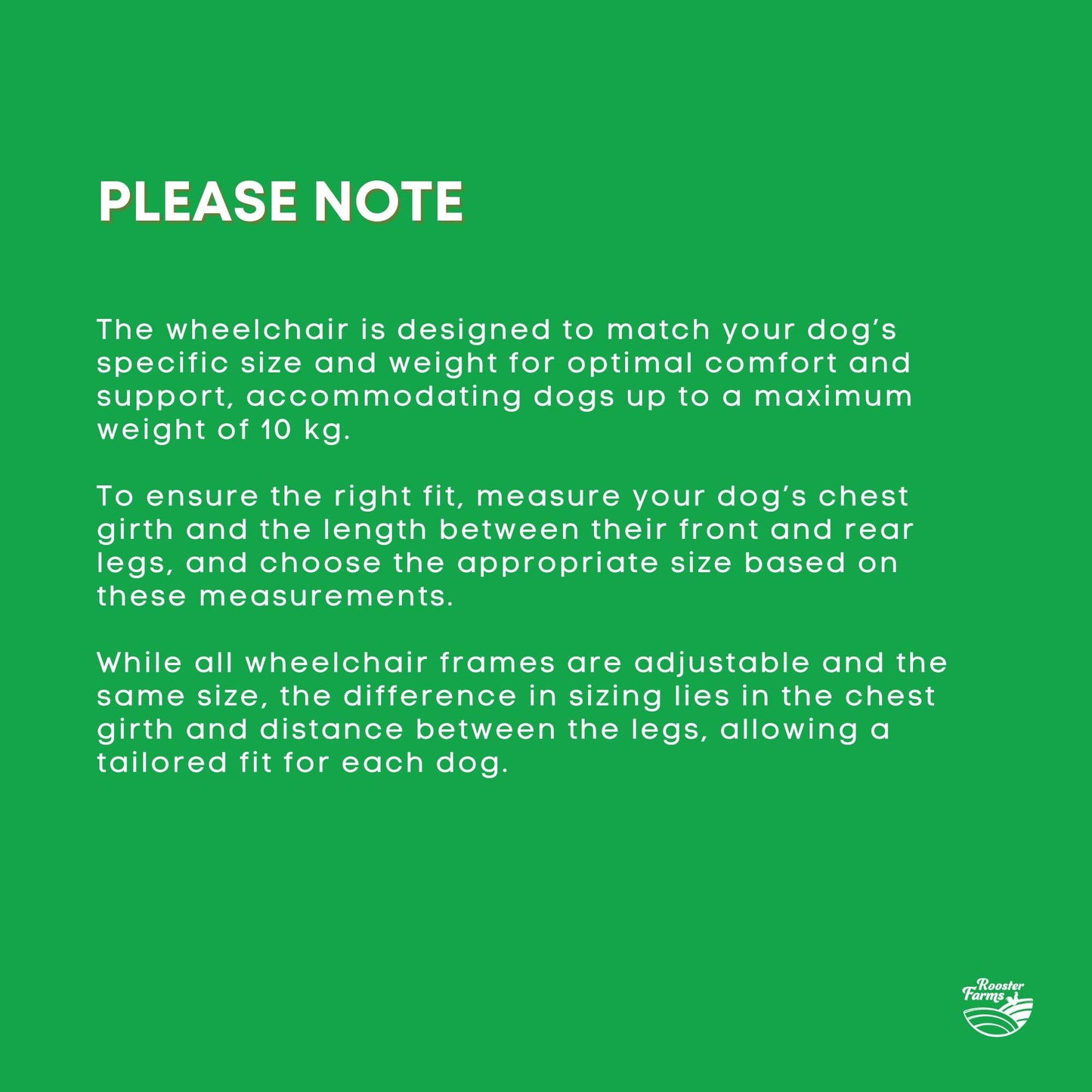 Rooster Farms Little Dog Wheelchair Small Harness - Adjustable Back Leg Aid