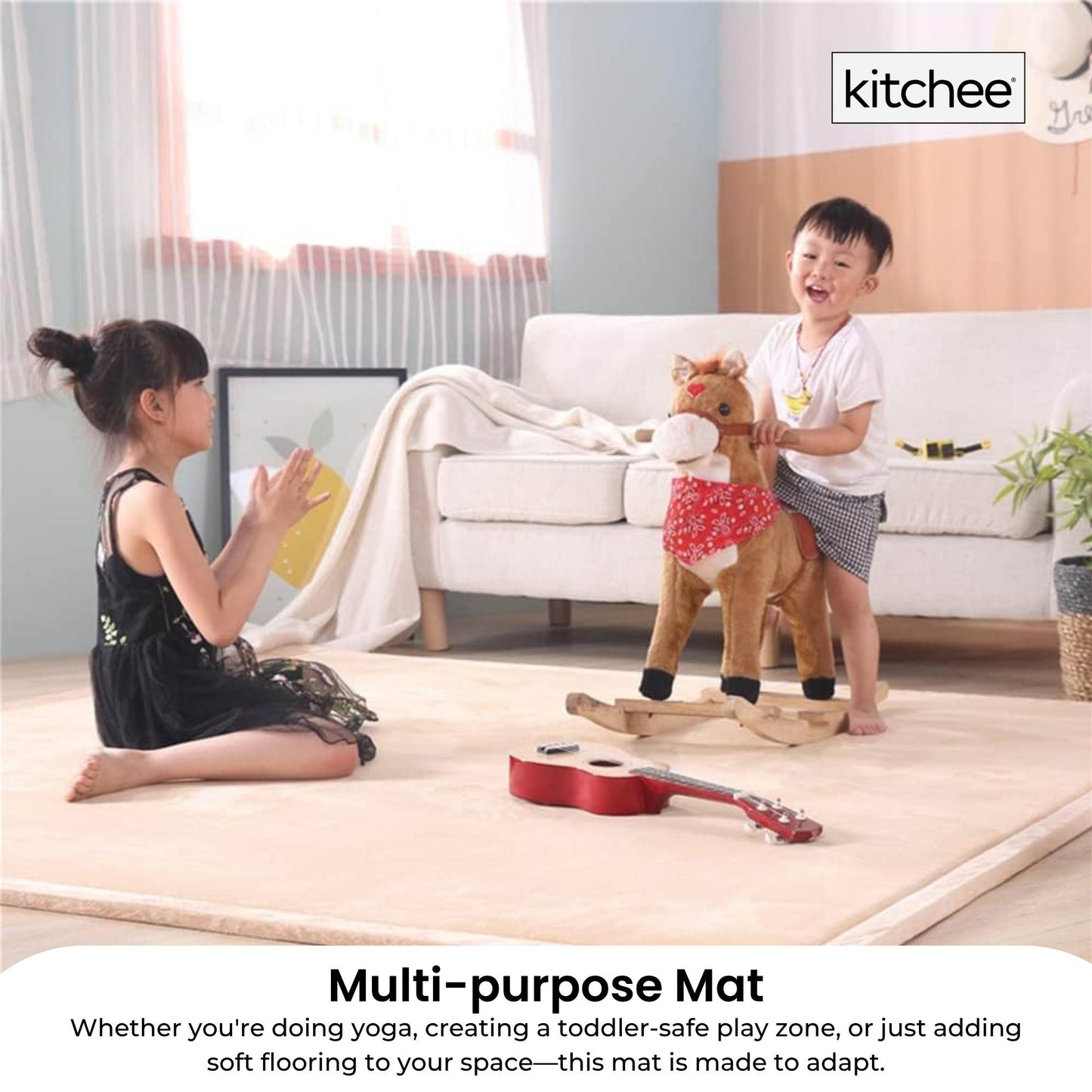 Kitchee Kids Foam Floor Play Mat 150x200cm – Padded Thick Soft Tatami Style Cream