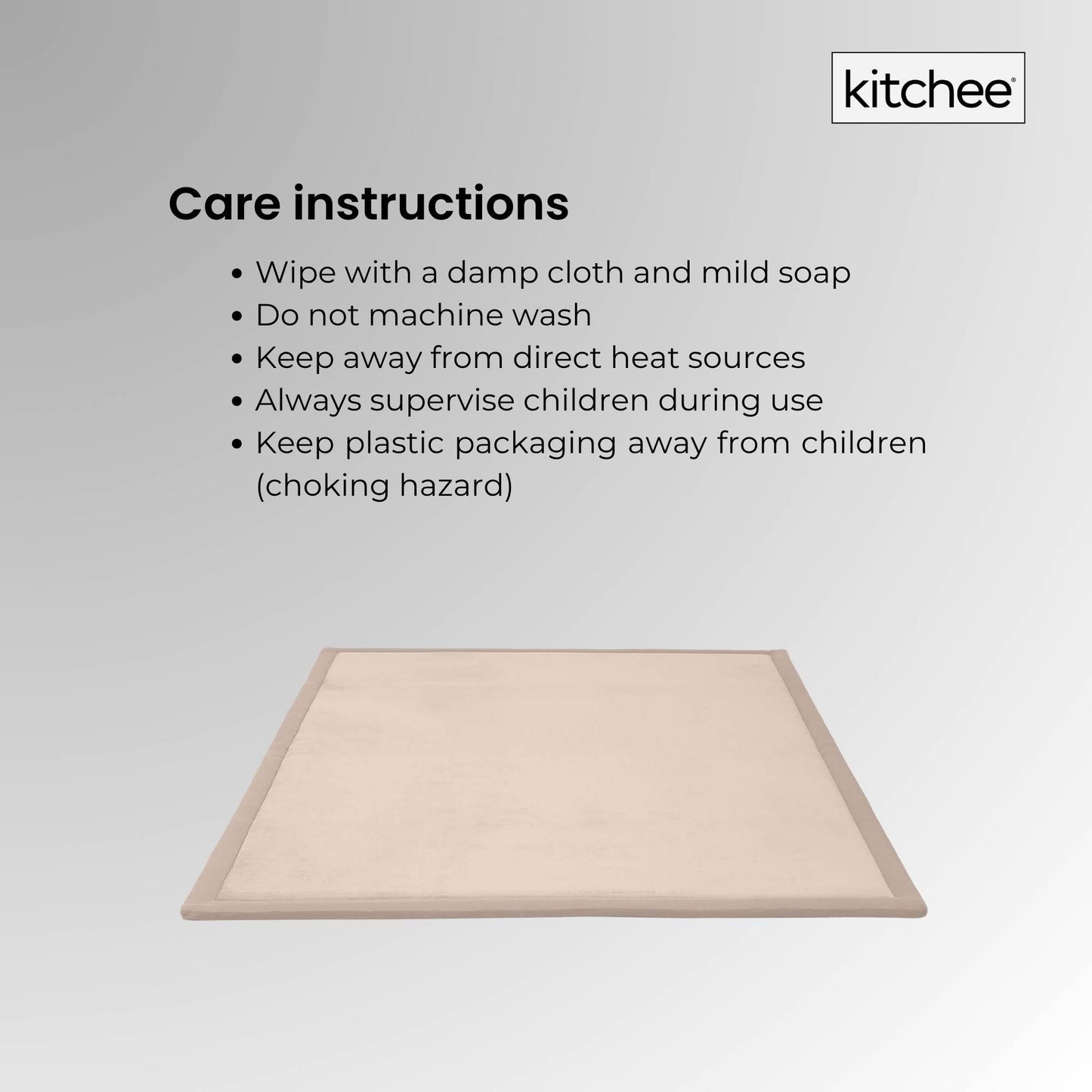 Kitchee Kids Foam Floor Play Mat 200x200cm – Padded Thick Soft Tatami Style Cream