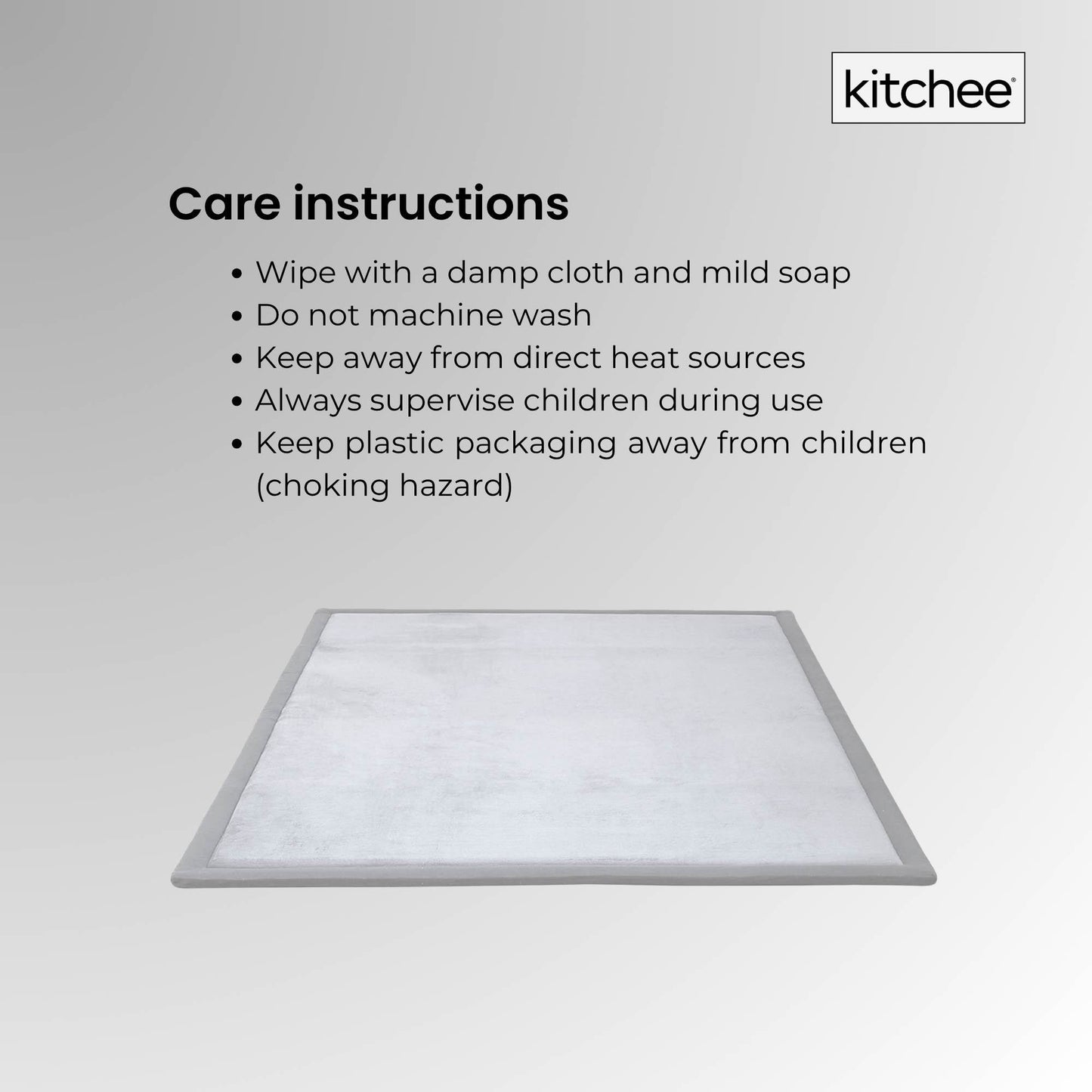 Kitchee Kids Foam Floor Play Mat 200x200cm – Padded Thick Soft Tatami Style Grey