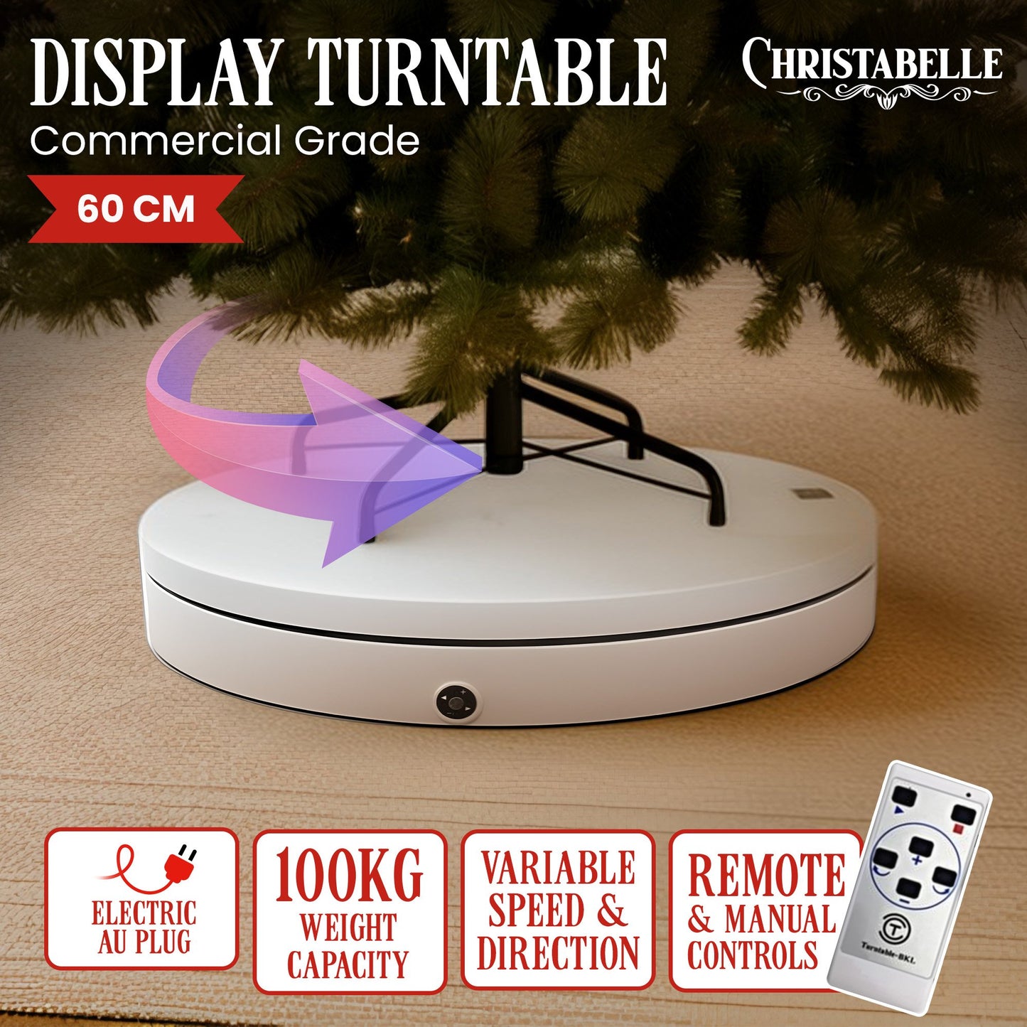 Christabelle 60cm 100kg Commercial-grade Electric Display Turntable Christmas